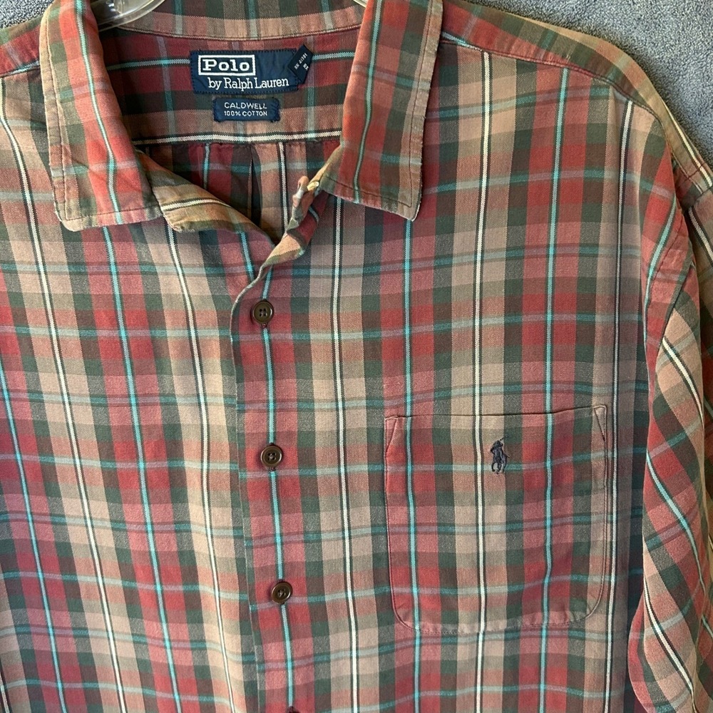 Polo Ralph Lauren Caldwell Mens XL Camp Red Plaid Short Sleeve Button Up Shirt